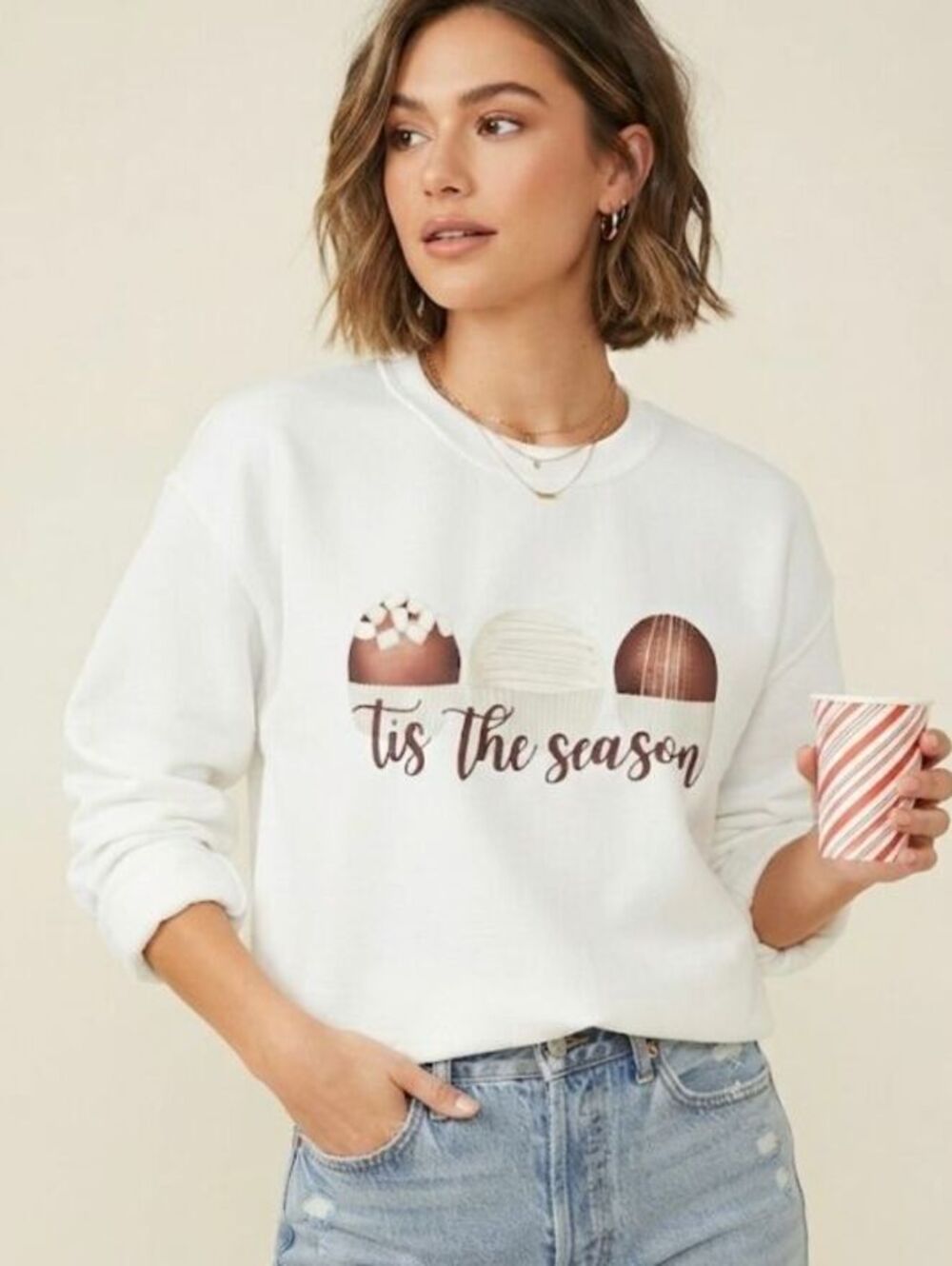 Xmas sweets w/ 'tis the season' white sweatshirt